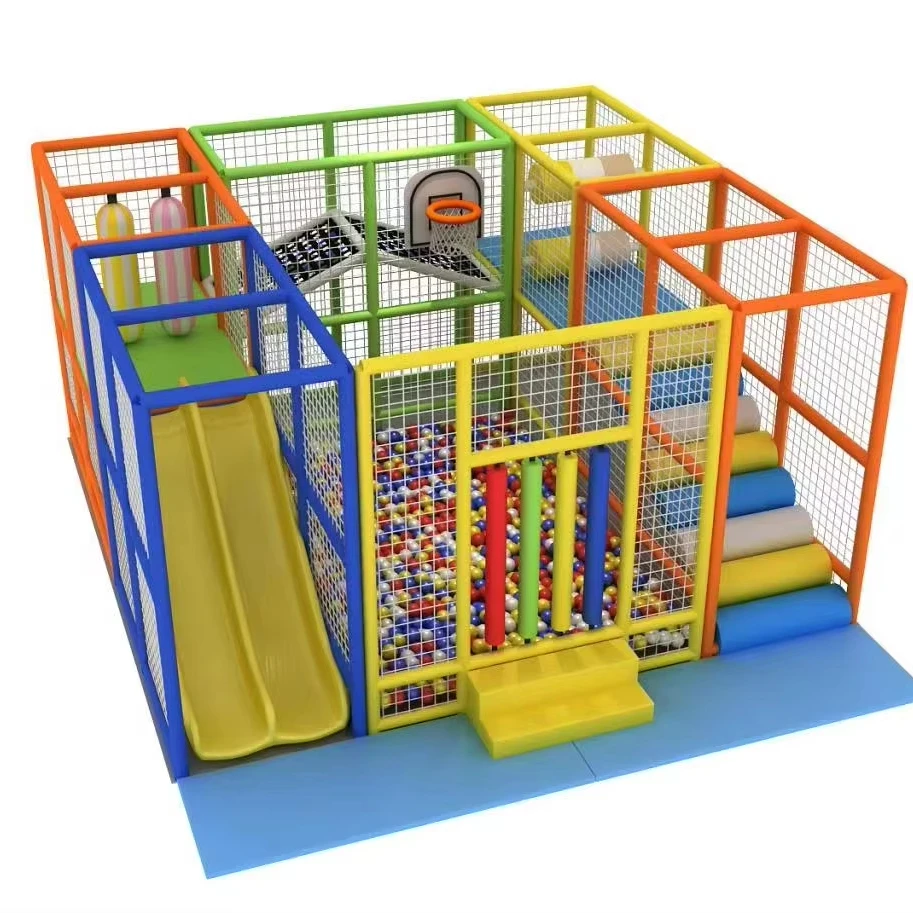 Sweet Color Themed  Castle   Sports Playground Indoor Play Center Small Indoor Playground with Slide Ball Pit Balls