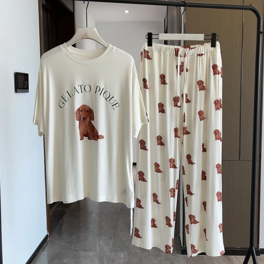 Room Wear Ladies Pajamas Set Women Sleepwear Pijama Room Wear Top and Bottom Ladies Summer (with Tags)