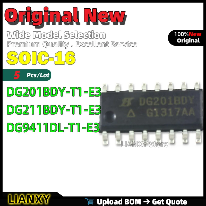 5pcs SOIC-16 DG201BDY-T1-E3 DG211BDY-T1-E3 DG9411DL-T1-E3 Analog Switch New Original