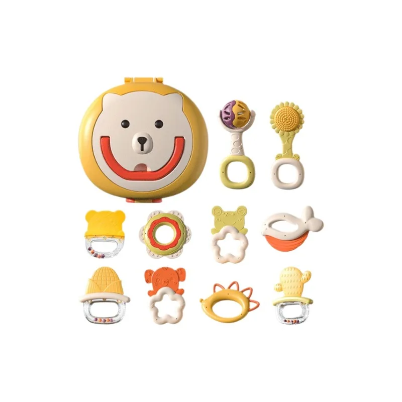Newborn baby soft teething gel gift box, 0-3-year-old baby early education grasping rattle educational toy gift set