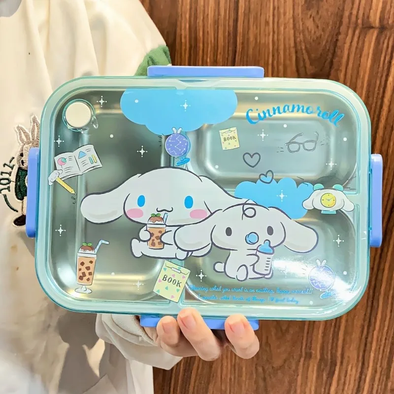 

Sanrio Cinnamoroll My Melody Kawaii Anime Stainless Steel Lunch Box Students Office Cute Kurrom Cartoon Insulated Case Girls Toy