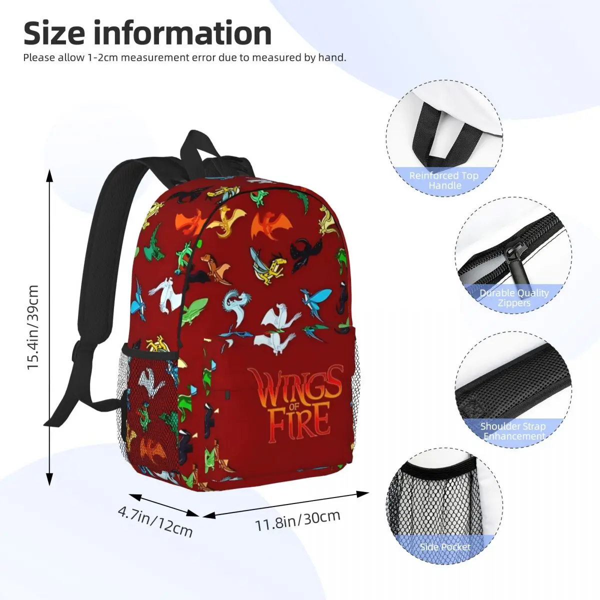 Wings Of Fire Protagonists New Fashion High Capacity Waterproof College Backpack Trendy Laptop Travel Book Bag 15inch