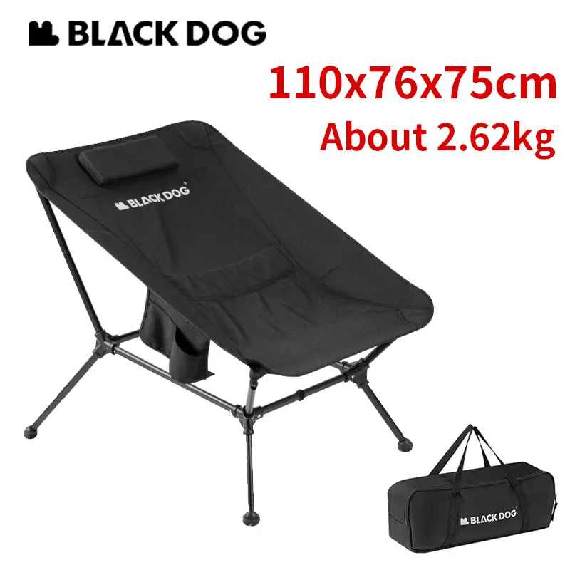 Naturehike BLACKDOG Folding Chair with Pillow Camping Outdoor Beach Fishing Lounge Portable Aluminum Recliner Ultralight 2.62kg