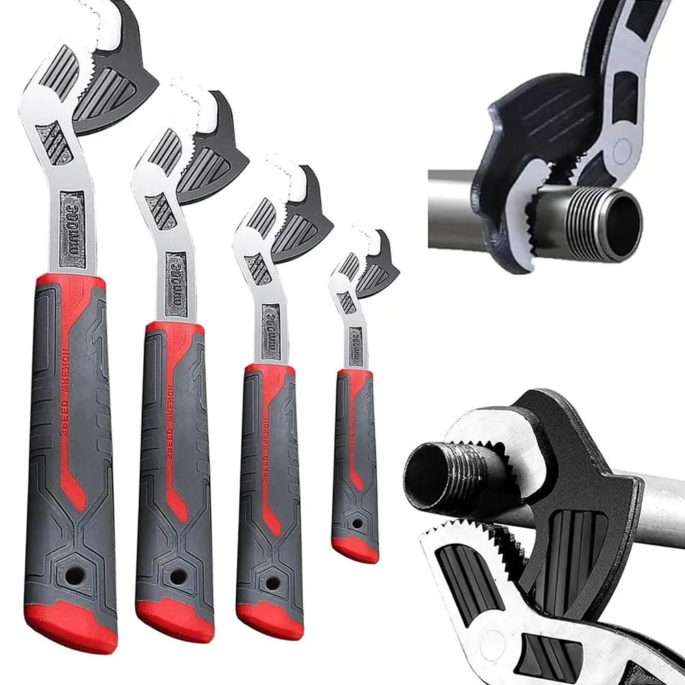 Self-Locking Pipe Wrench Quick Power Grip Chrome Vanadium Alloy Self-Adjusting Spanner Adjustable Plumbers Wrench Universal