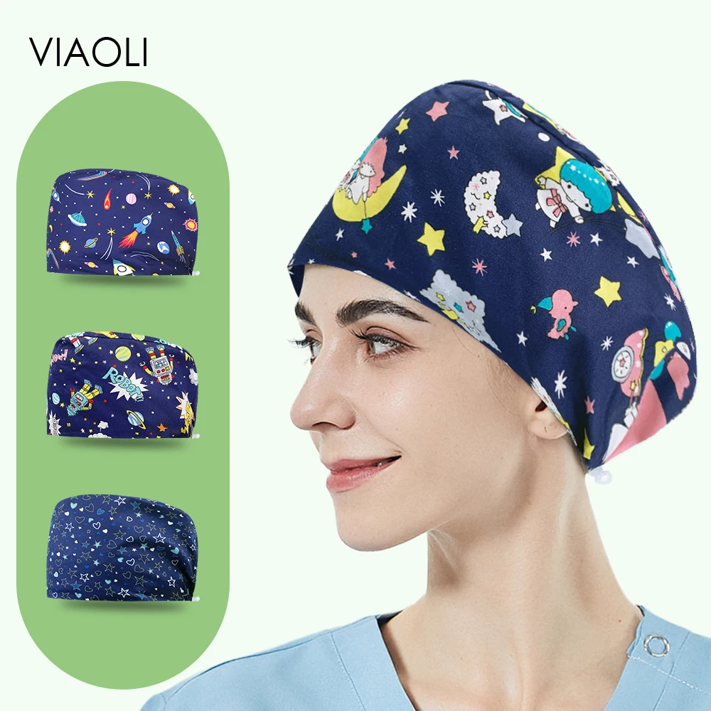 

Womens Nursing Scrubs Medical Surgical Cap Unisex Nurse Accessories for Work Personalized Printing Hospital Nurse Cap Mens Scrub