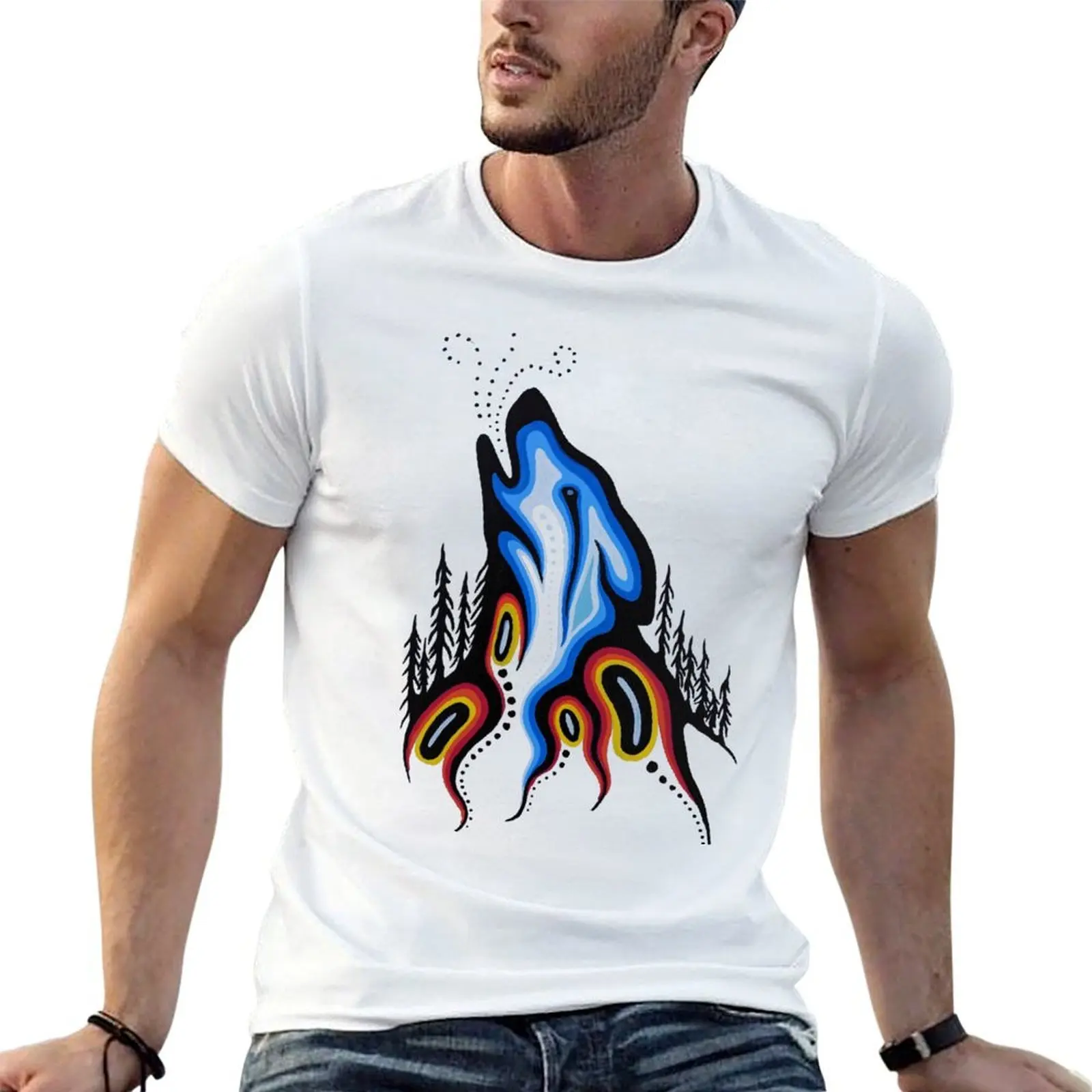 

Howling Wolf T-Shirt man tshirt man t shirt cotton printed t shirts for man T-Shirt