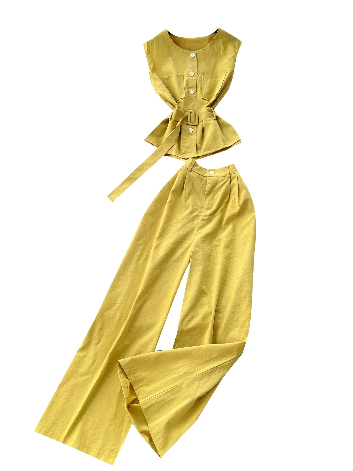 

Ele Briti Sle Women's Summer Outfit Svel irt High Waist Wide Leg Dra Pants Simple Design Luxury Feel