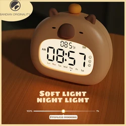 Orologio da comodino a LED per bambini sveglia per bambini Sleep Trainier Display della temperatura con controllo ricaricabile Digital Cute Capybara
