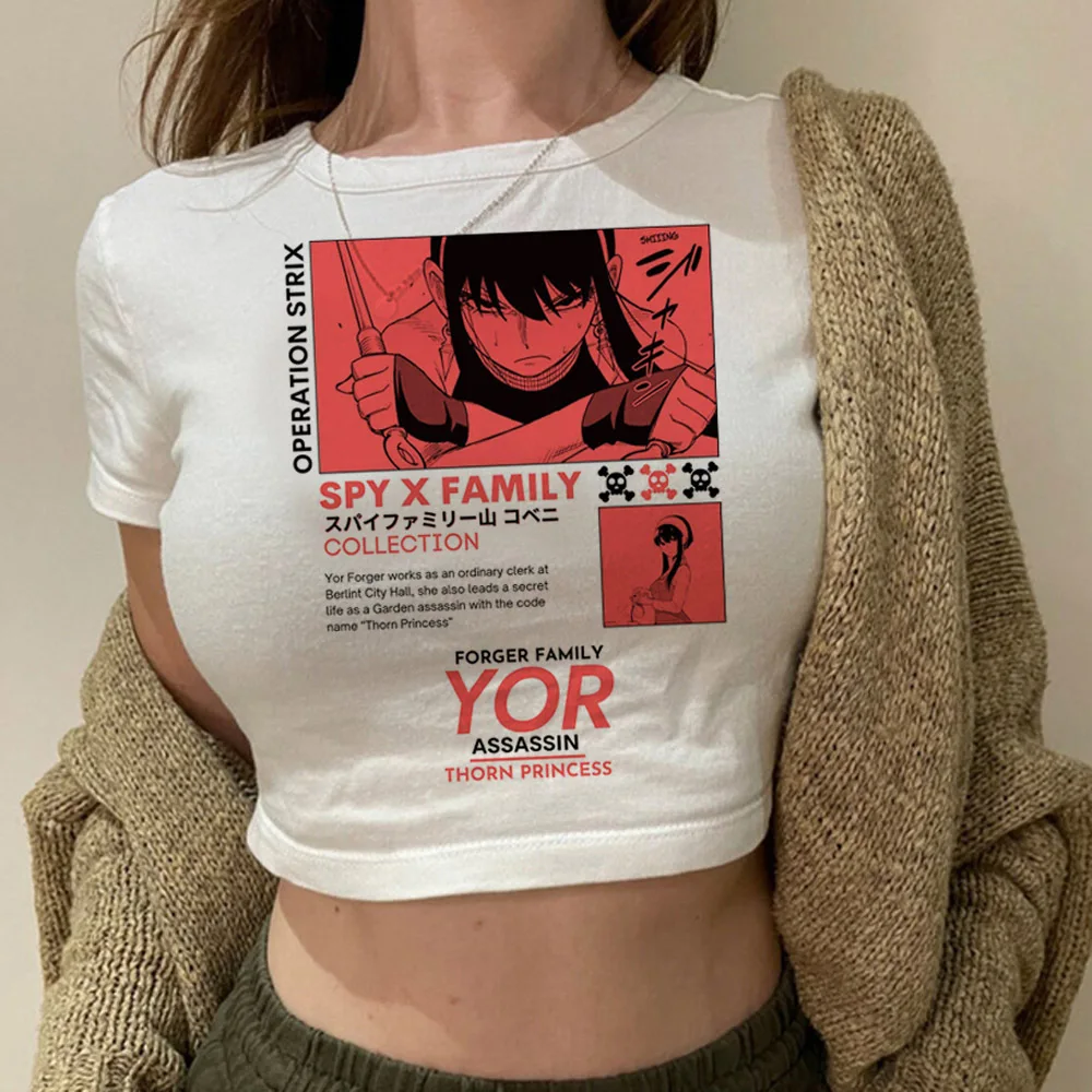 Anya Spy X Family Crop Top Recortado Gyaru Lindo Hada Slim Fit Lindo Grungecamisetas Harajuku كم ملابس جمالية غير رسمية