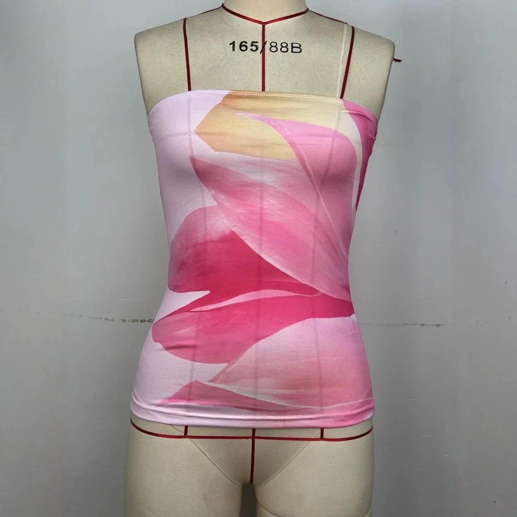 Summer New Sexy Sleeveless Printed Women's Top Knitted Vest Trendsetting Fashionable Camisole from China Regular Thickness