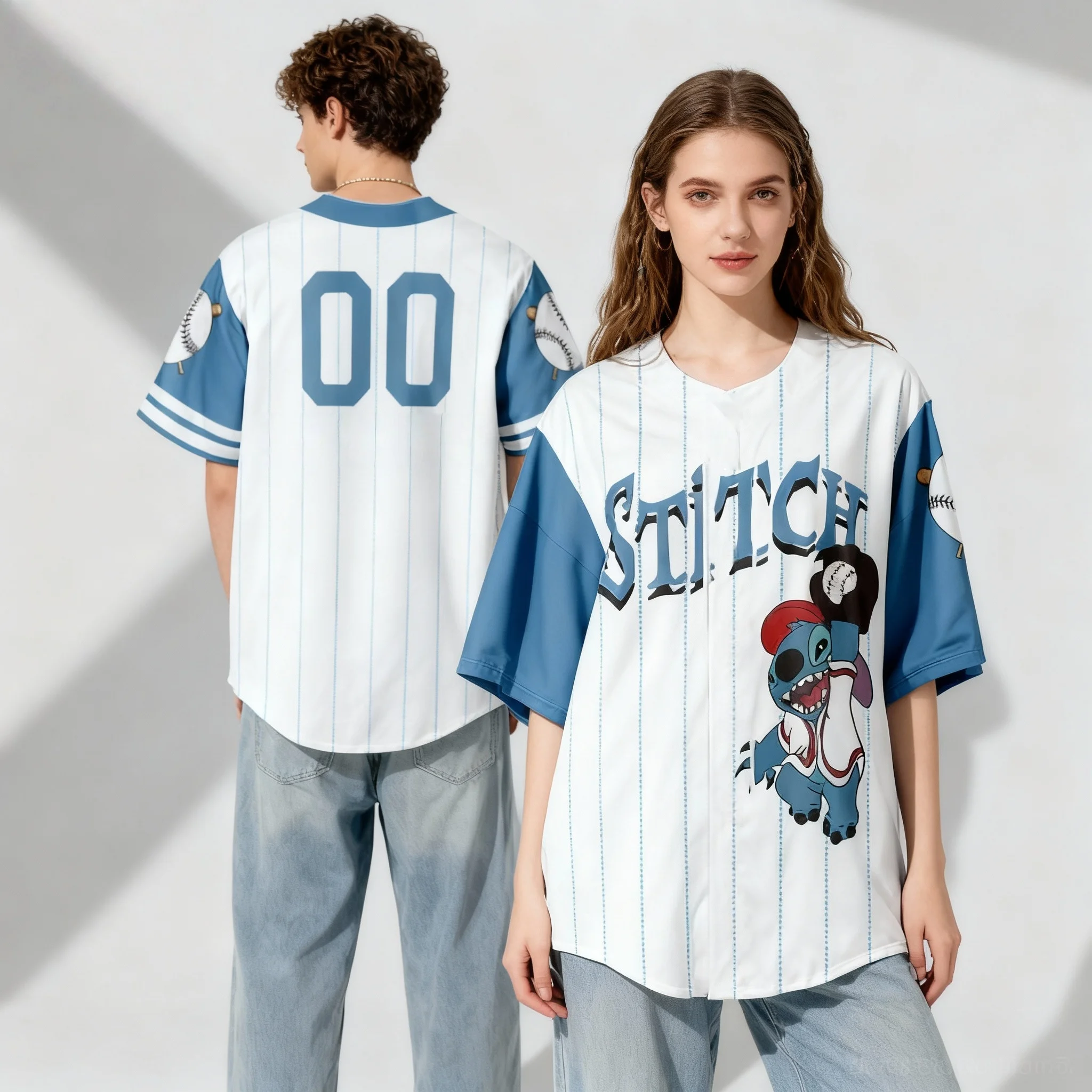 Disney Minion Dumbo Baseball Football Shirt Summer T-shirt Oversized Women's and Men's Adult Trendy Short Sleeves