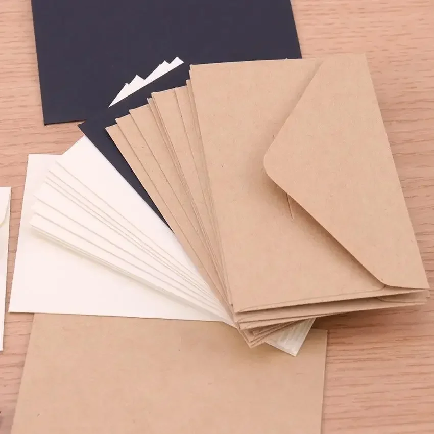 20Pcs 22x11cm Blank Mini Paper Window Envelopes Classical White Black Kraft Wedding Invitation Gift