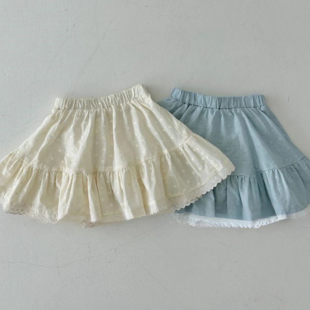 

Girls Skirt 2025 Summer New Children's Clothing Korean Style Girls Baby Flowers Sweet Lovely Skirt Casual Simple Daily