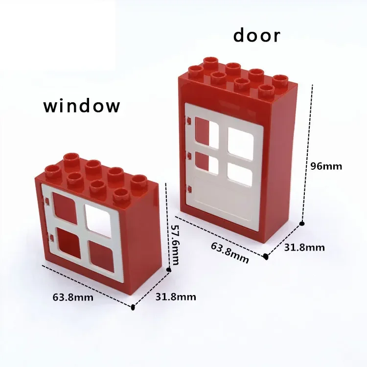 Large Brick Windows/door 2pcs DIY Classic Education Building Blocks Compatible With lego Duplo Bricks Toys For Children