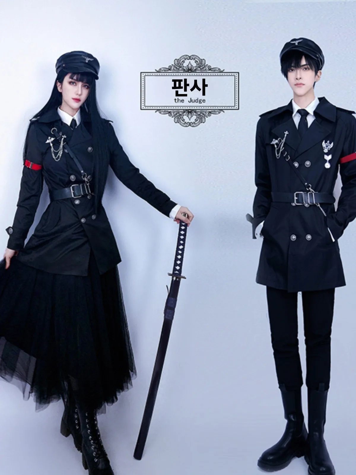 

Sli Street Sle orm Coat Men's Women's Couple Long Bla Windbreaker Cotton Material Button Detail Long Sve Coat