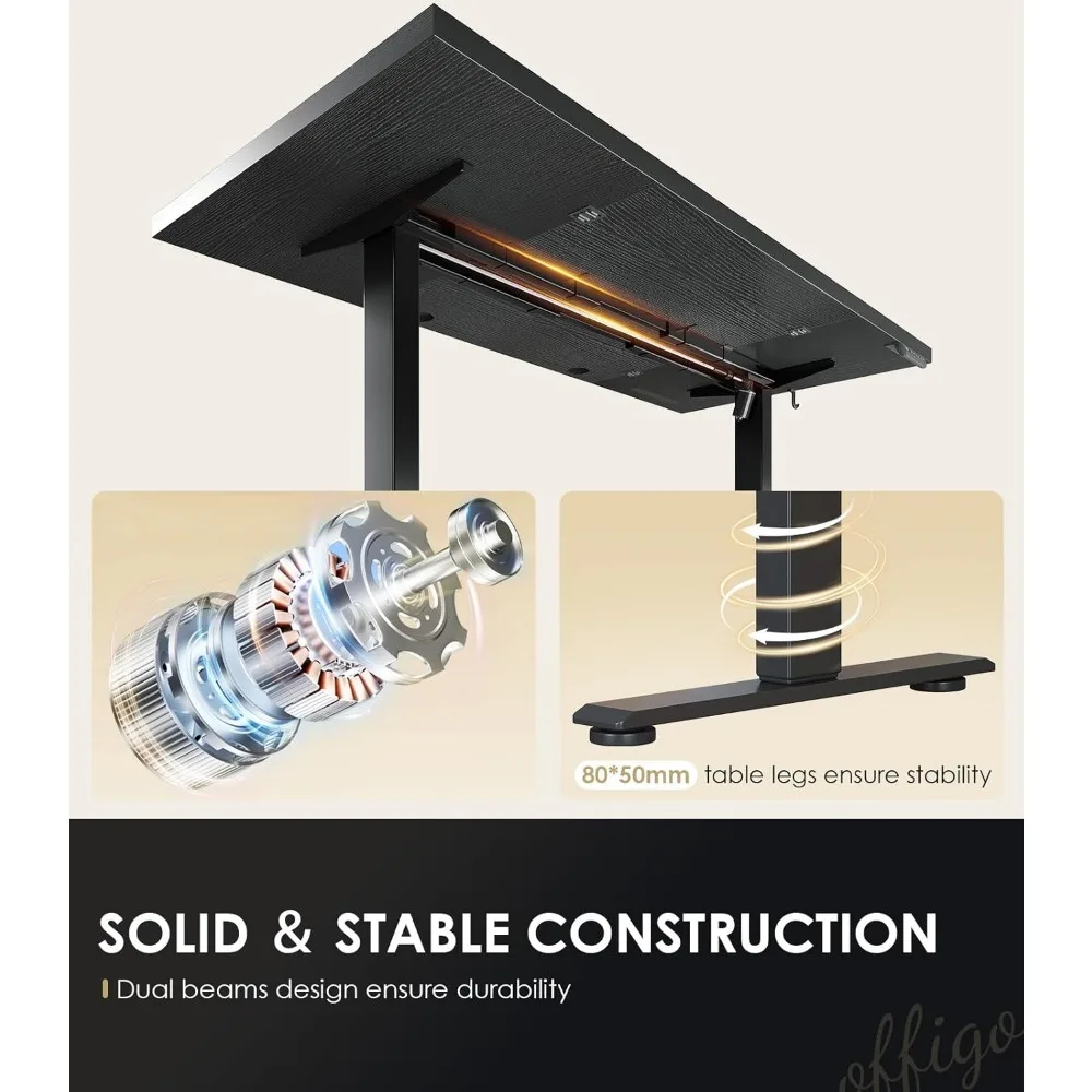 Electric Standing Desk 79 Inch Height Adjustable Large Desk with Power Outlets, Sit Stand Table for Writing and Comfortable Work