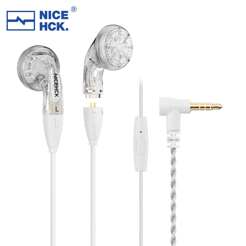 NICEHCK YDX Earbud HiFi Wired Microphone Earphone 14.8mm Dynamic Driver Music Headset With 2Pin Silver Plated OCC Mixed Cable