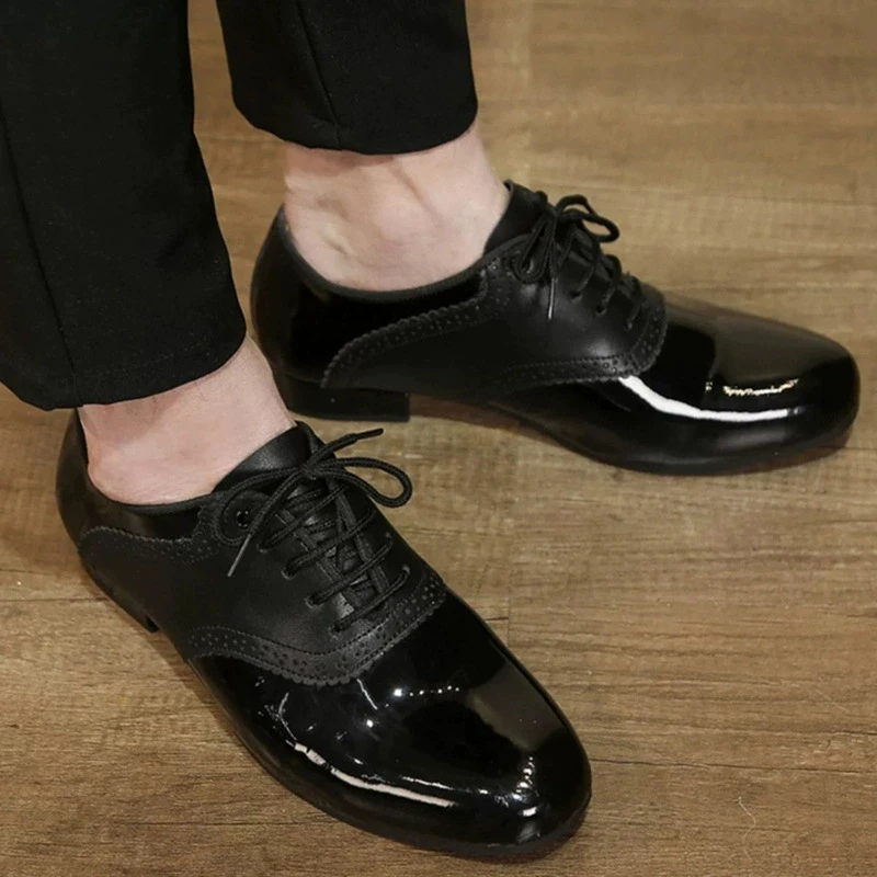 Men Modern Dance Shoes Social Square Dance Shoes Soft Breathable Genuine Leather Dance Shoes Just Like Practice Shoes Sneakers