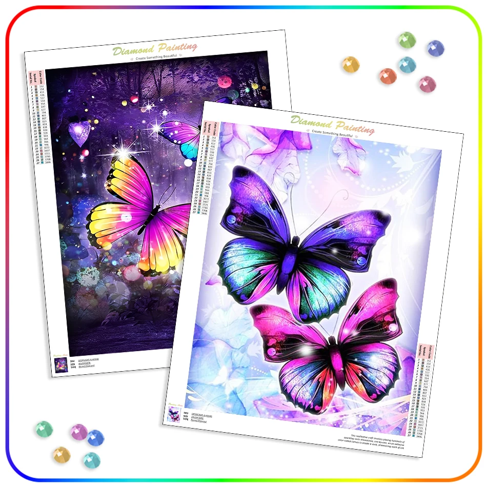 SDOYUNO Diamond Painting Special Diamonds Purple Butterfly Diamond Art Painting Kits Full Clearance Round Diamond Mosaic