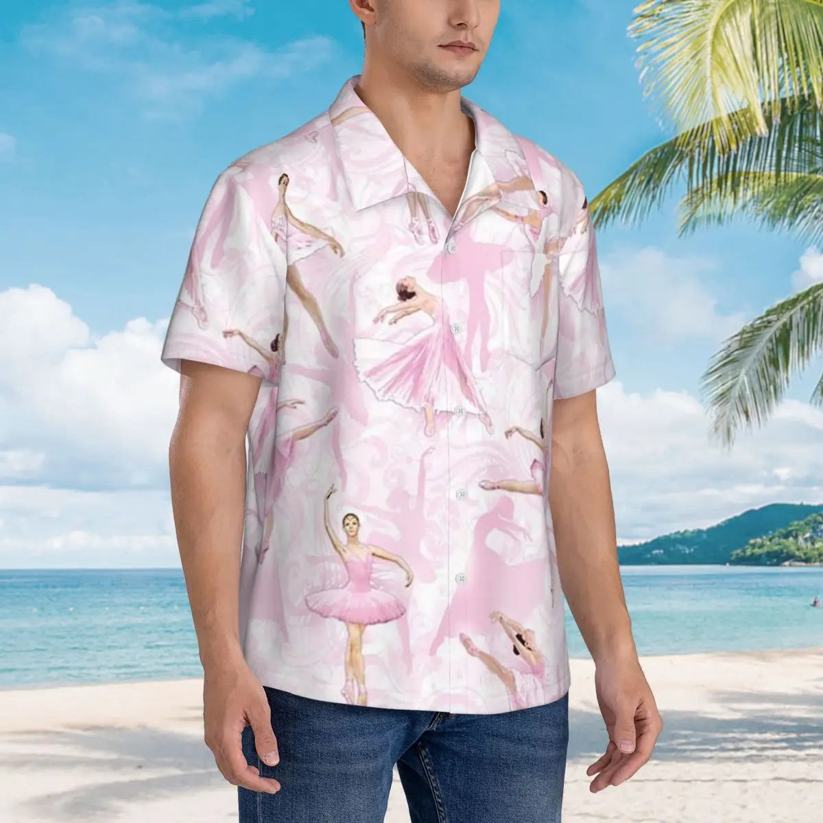 

Ballet Dance Makes Me Free Ballerina Dancer Hawaiian Shirts Fashion Men Short Sleeve Shirt for Summer Beach Men's Button Tops