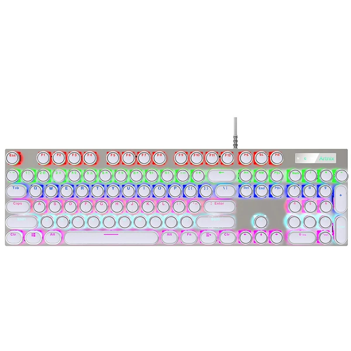 A49T 104 Pçs/set Universal Round Key Cap Keycaps para Cherry MX Teclado Mecânico Design Retroiluminado Branco