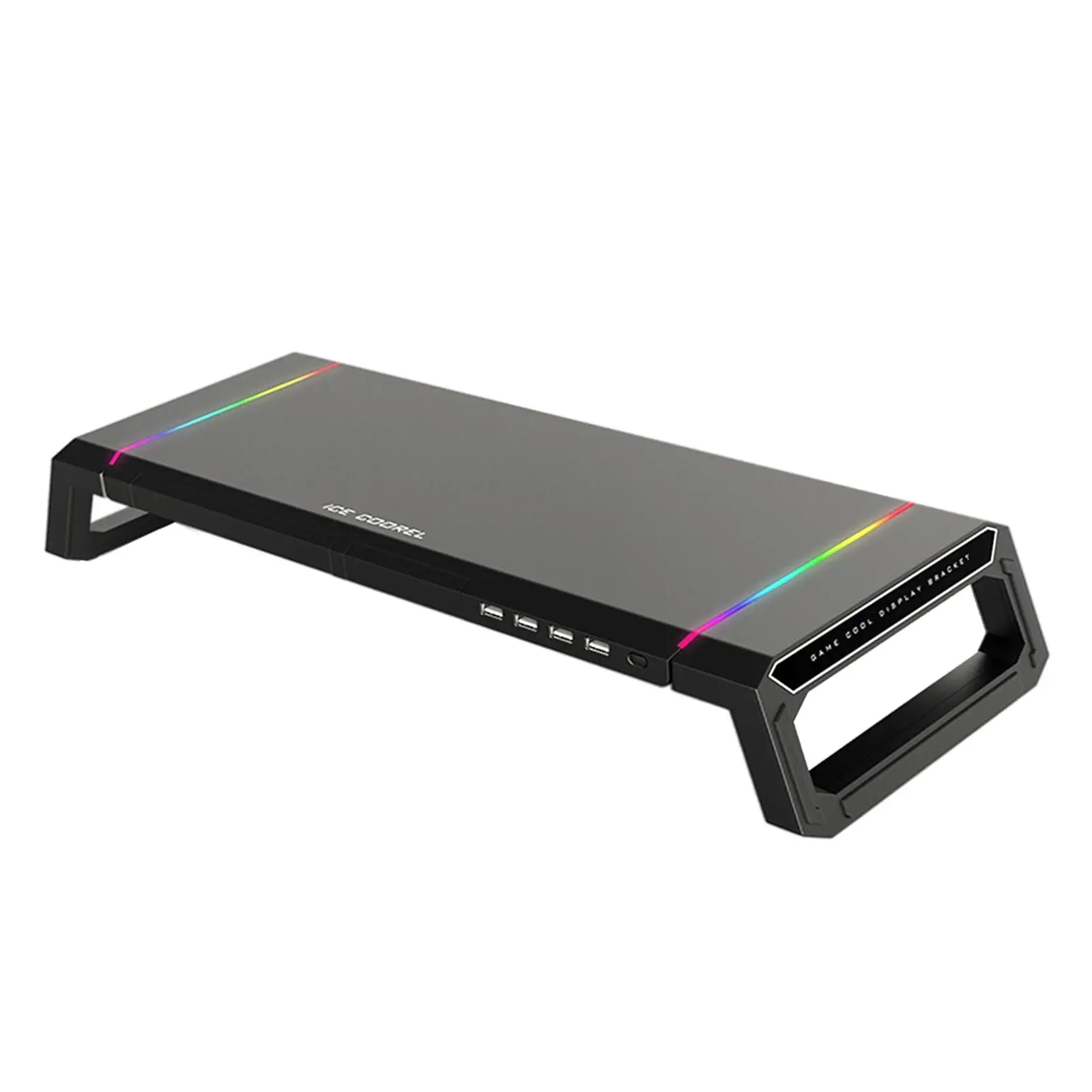 Foldable Laptop Monitor Stand with 4 USB Ports and Phone Holder for Gaming Desk Setup Height Adjustable Aluminum Alloy