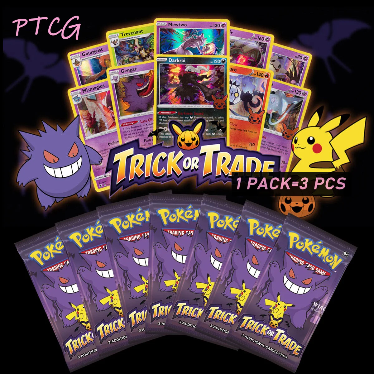 Originele Pokemon Kaarten Truc Of Handel Halloween Booster Bundel Gengar Pokemon Tcg Kind Party Board Game Limited Collectie Kaart