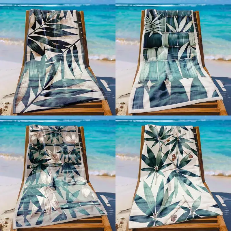

Пляжное полотенце с тропическим принтом, с защитой от солнца и ветра, подходит для бассейна, кемпинга, путешествий, как одеяло.