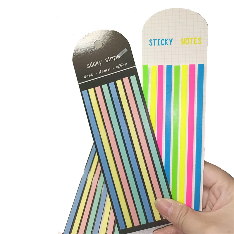 160Pcs/pack Memo Sticky Colorful long strip index sticker fluorescent macaron color translucent Stationery Bookmark Notebooks