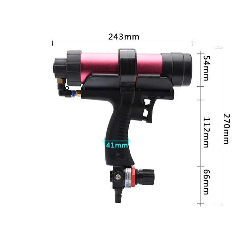 310ML pneumatic glass glue gun, adjustable air rubber gun tool, hard glue sealant application tool, caulking gun tool