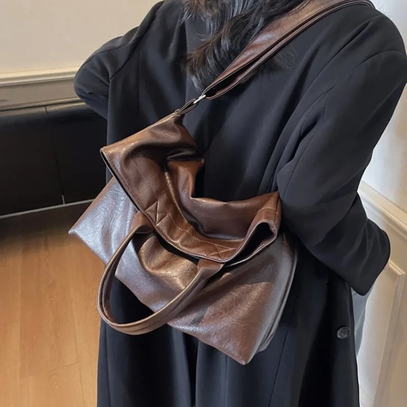 

Элегантные классические сумки для подгузников для женщин, винтажная кожаная сумка-мессенджер, дизайнерская сумка через плечо, простая вместительная сумка на плечо