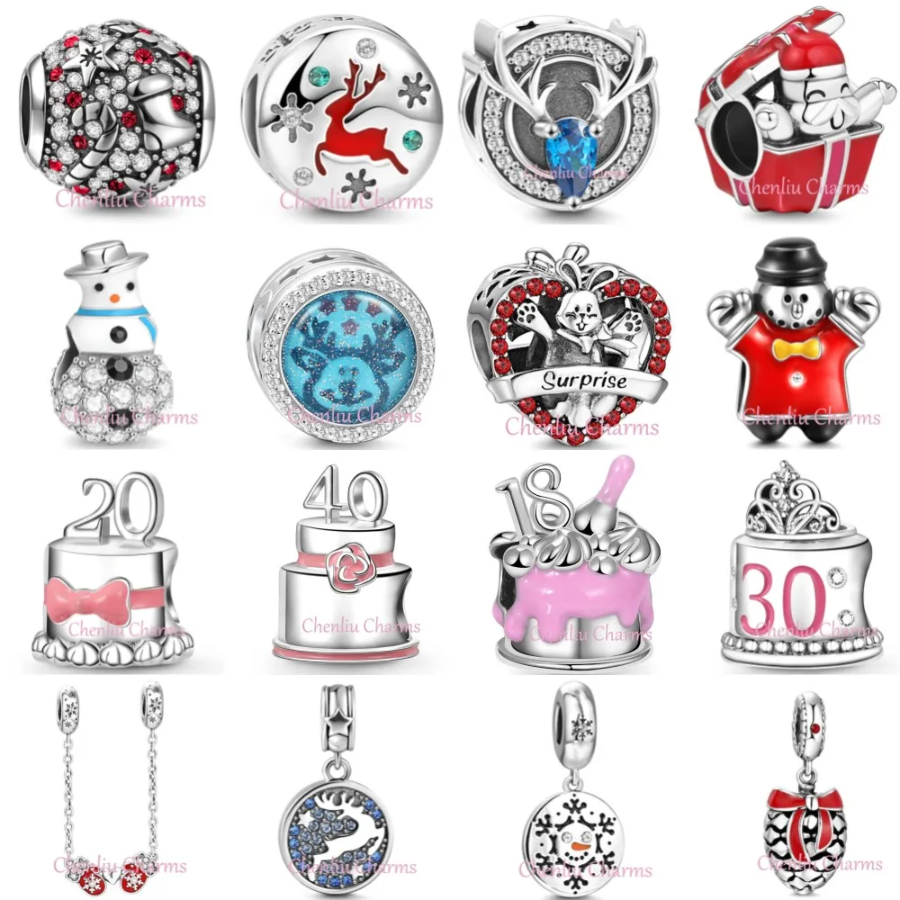 

2022 New Christmas Surprise Pendant charms Bead Fit Pandora Charm 925 Silver Original Bracelet Silver 925 Trinket DIY Jewelry