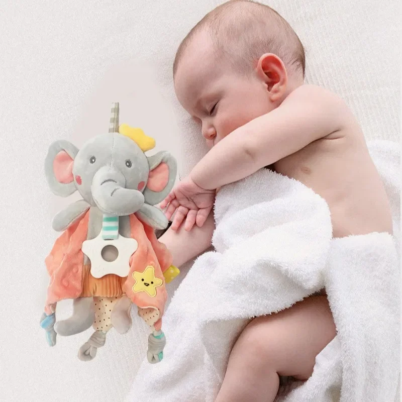 Cute Cartoon Animals Baby Soothing Towel 0-1 Years Old Infant Sleeping Doll Lion Elephant Rabbit Triangle Towel Plush Toys