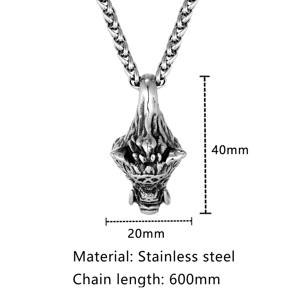 Punk Norse Viking Boar Necklaces Men Stainless Steel Medieval Vintage Beast Pendant Amulet Male Trendy Cool Self-defense Jewelry