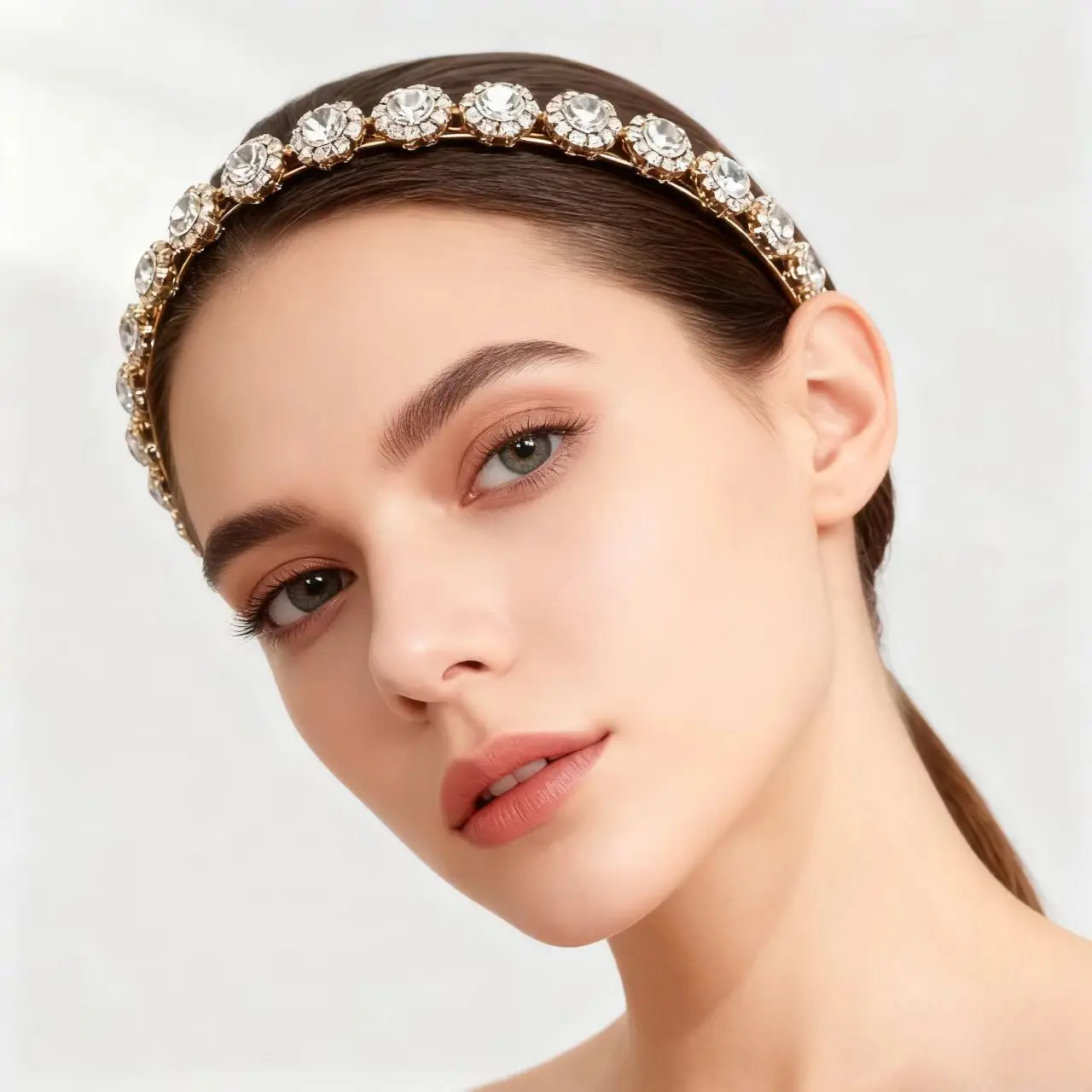 

Роскошный обруч для волос со стразами, свадебные повязки на голову для невесты, повязки для волос из сплава золотого/серебряного цвета, украшения для волос подружек невесты, аксессуары