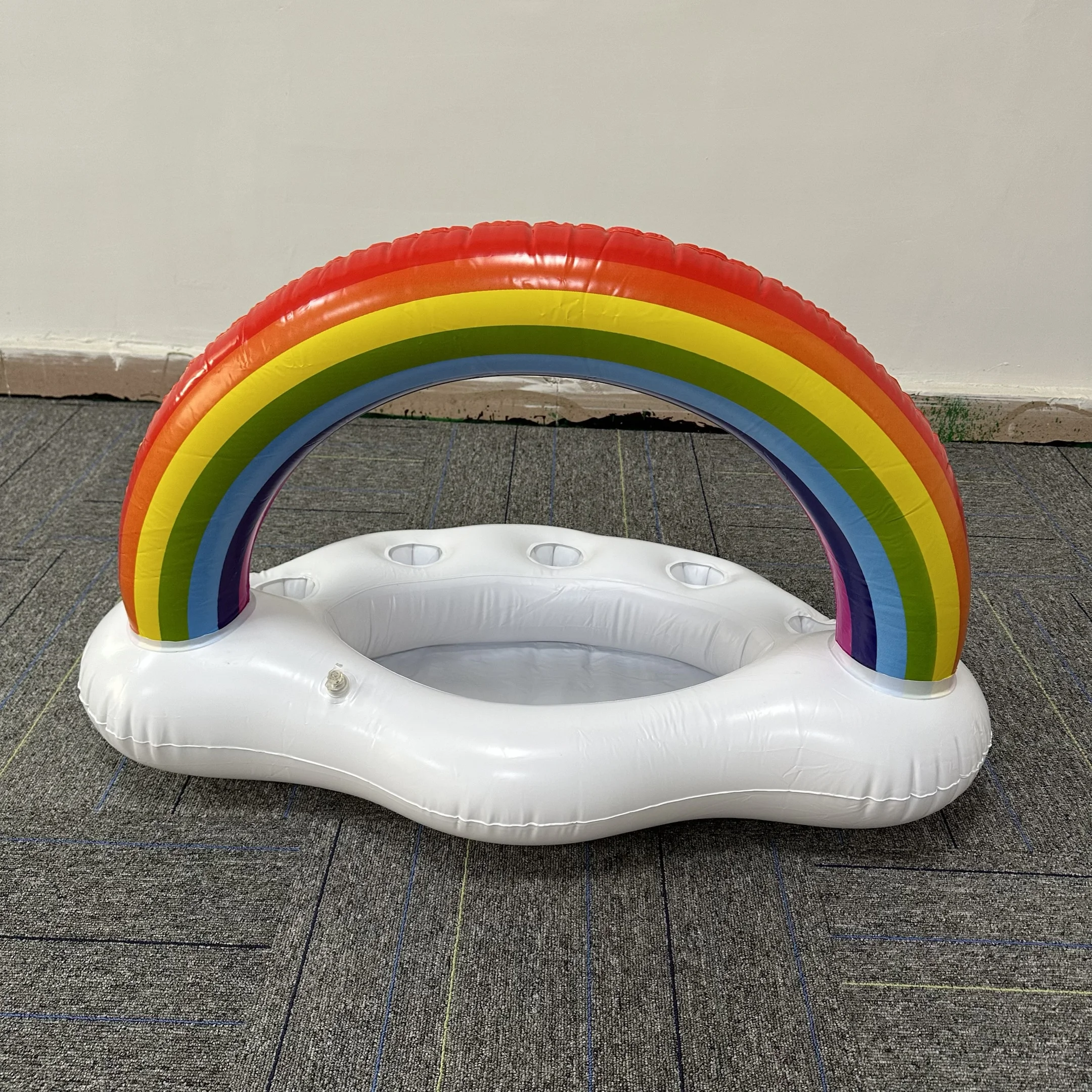 Nadmuchiwany uchwyt na napoje do basenu Rainbow Cloud z wiadrem na lód, pływający pojemnik na napoje z PVC do pływania, imprezy na plaży