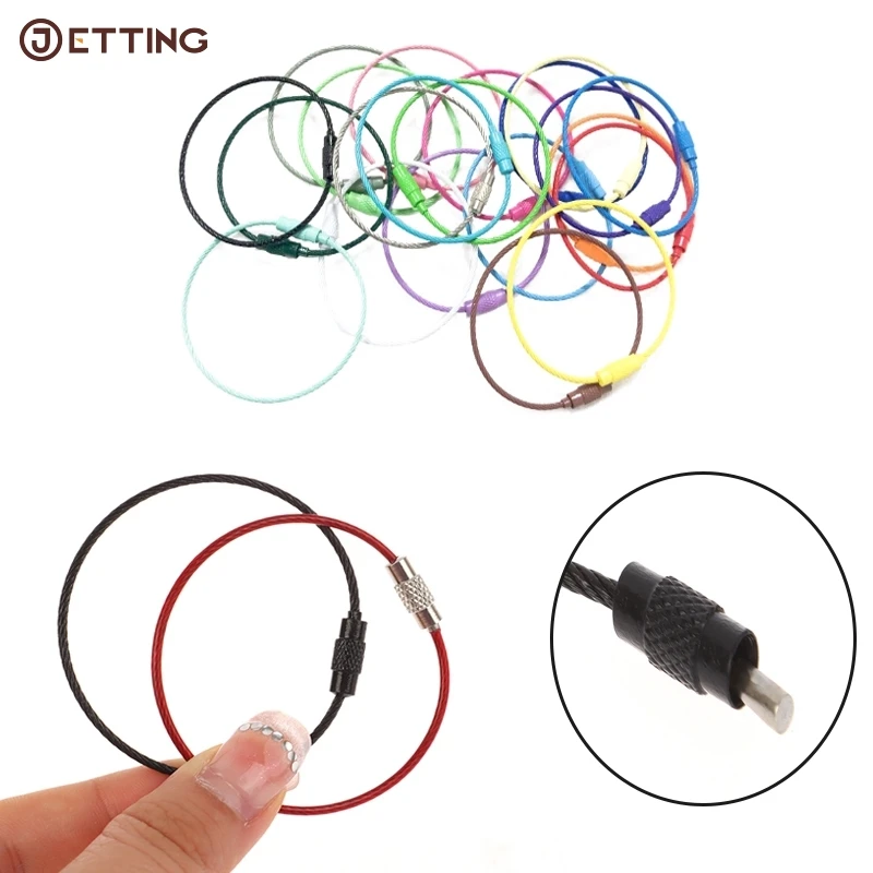 5PC Wire Keychain Bag Key Hanging Rope DIY Accessorie MultiColor Stainless Wire Keychain Key Keyring Loop Circle Hangs Key Chain