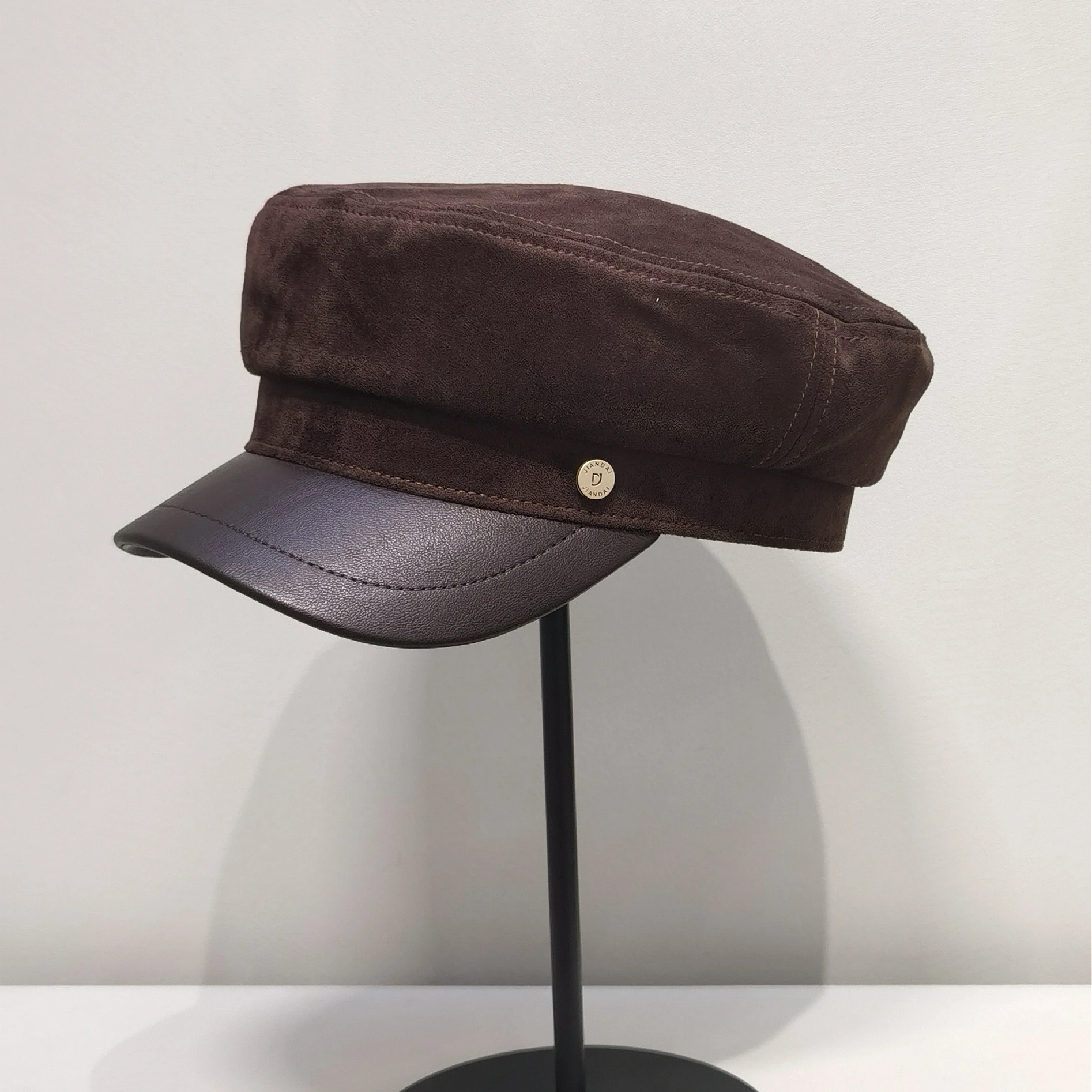 retro-newsboy-cap-women's-fashion-autumn-winter-wide-brim-hat-face-slimming-octagonal-hat-youth-polyester-fiber-chinese-made