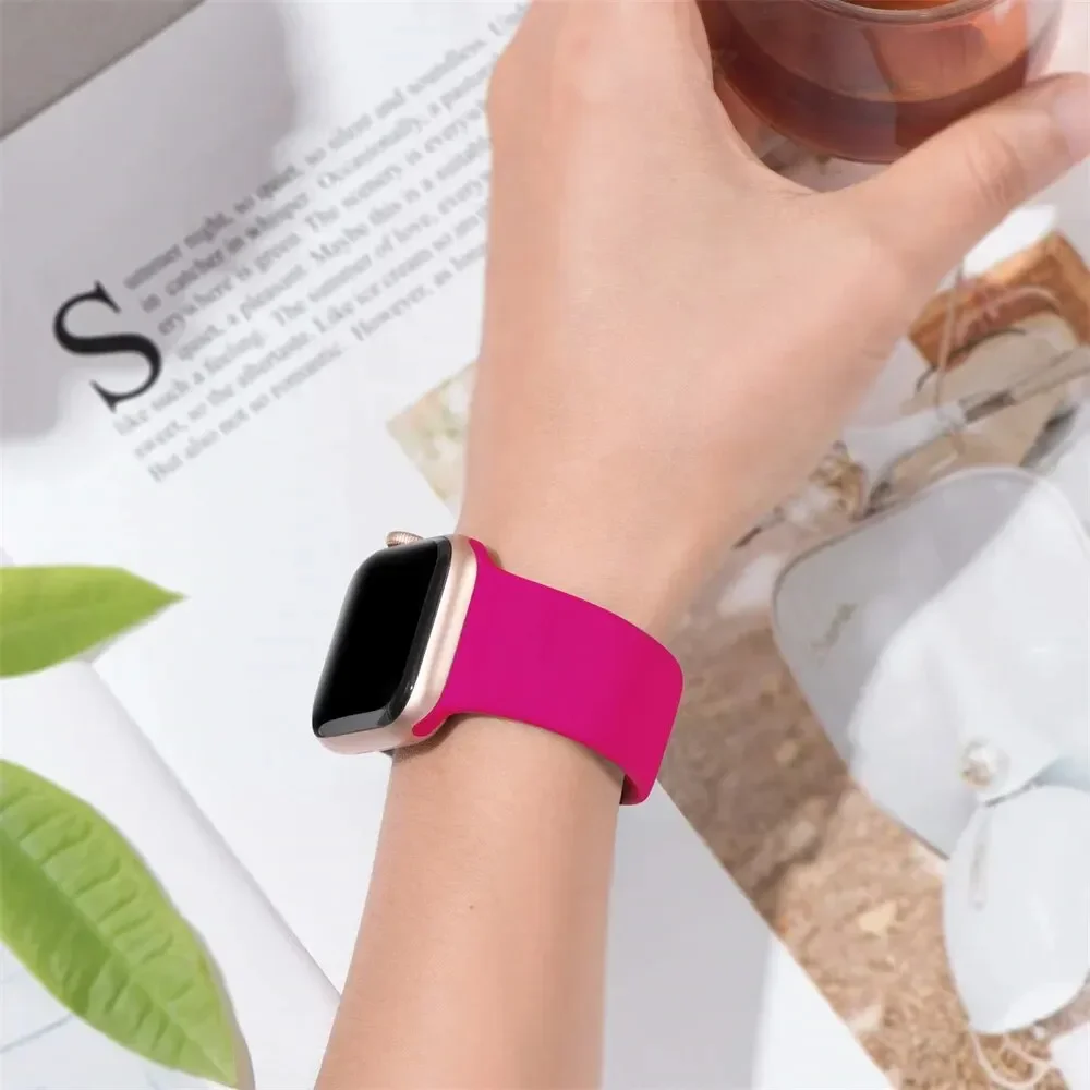 Silicone Straps For Apple Watch Band 44mm 40mm 45mm 41mm original 1:1 bracelet sport bands series 8 7 se 3 4 5 6 9 ultra 2 49mm image 6