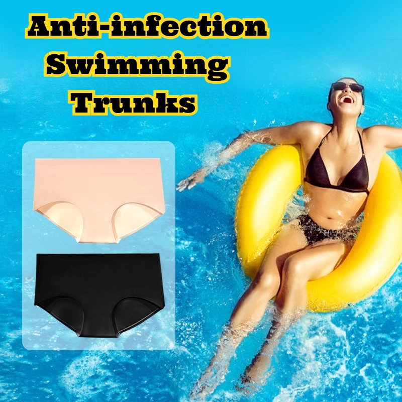 High Waist Silicone Briefs Women Bikin Elasticity Swimming Trunks Unisex Quick Dry Lining Waterproof Beachwear Pool Party Wear