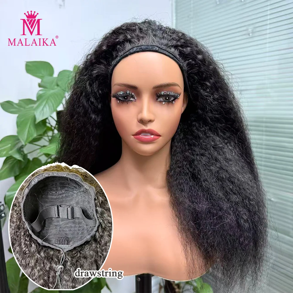 

Yaki Glueless Wigs Wear And Go 3 IN 1 Half Wigs Human Hair 250% Density Machine Made Clip-in Wigs With Drawstring Seamless
