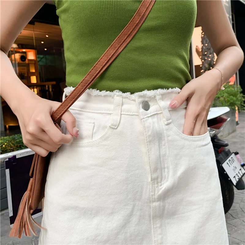 ارتفاع الخصر ألف خط الدنيم تنورة المرأة الخريف جديد الكورية Sle زائد حجم تنوعا Bodycon ort التنانير Faionable نقية...