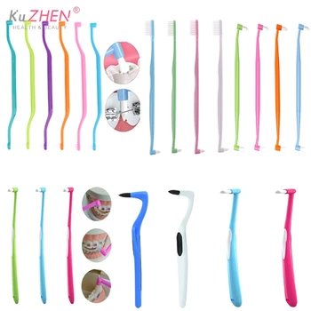 Cepillo de dientes de ortodoncia, cepillo de dientes Interdental de cabeza pequeña, suave, para corrección de pelo, hilo Dental, cuidado bucal, 1 ud.