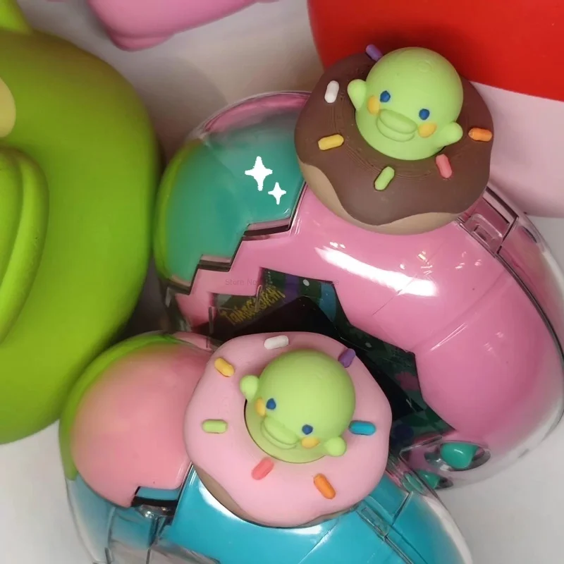 Mamegu Donut Guy Protective Cover with Base&Button Cap, Cute Character Shell for Tamagotchi Style Device Sweet Treat Themed Gift