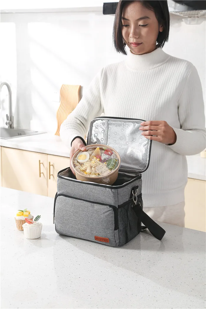 Thermal Shoulder Lunch Bag Waterproof Thick Cooler Handbag Large Insulated Food Grade PEVA Family School Picnic Refrigerator Box