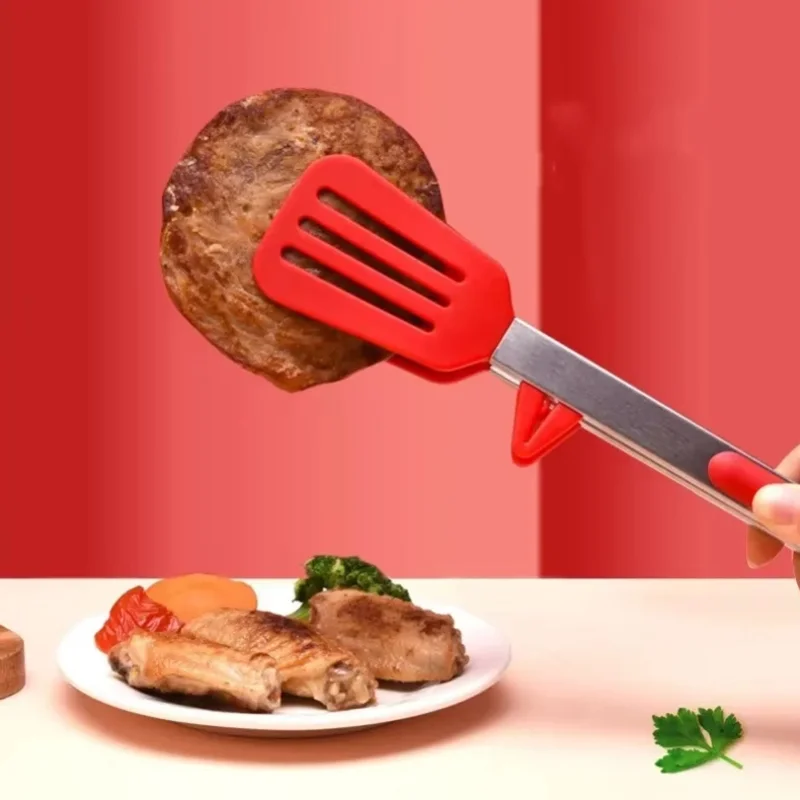 9 Inche Red with Bracket Silicone Food Clip In Kitchen High Temperature Resistant Anti Scalding Barbecue Clip image 2