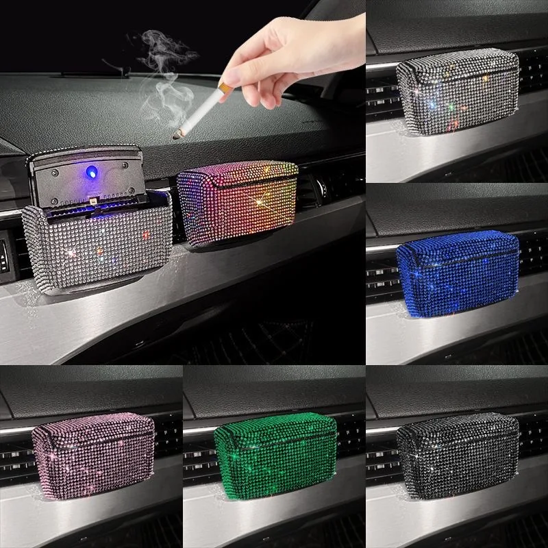 

6-цветная подарочная коробка, упаковка, автомобильная пепельница, стразы, портативный светильник, хрустальный алмаз, светодиодный автомобильный пепельница, держатель для хранения пепельницы