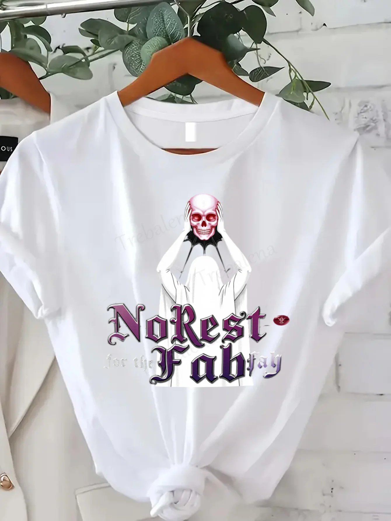 

Round Neck T-shirt No Rest for the Fabulous Gothic Skull T-Shirt Women Plus Size Fashion Short Sleeve Tee Fashion Casual Top