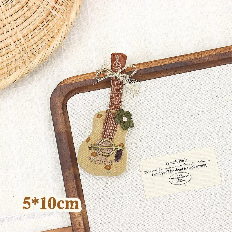 بروش الغيتار اليدوية الكتان نسيج القطن دبوس غريب الأطوار لحقيبة الشعر الملابس البوهيمي نمط ملحق ديكور 1 قطعة #6