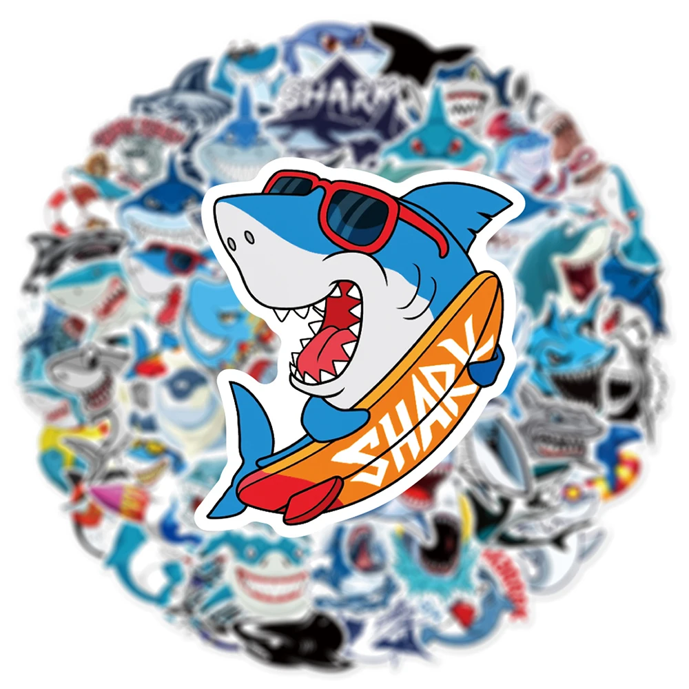 10/30/50 szt. Naklejki z motywem zwierząt morskich, rekiny, graffiti, fajne naklejki z kreskówkami, wodoodporne, do samodzielnego ozdabiania deskorolki, telefonu, laptopa, roweru, zestaw naklejek